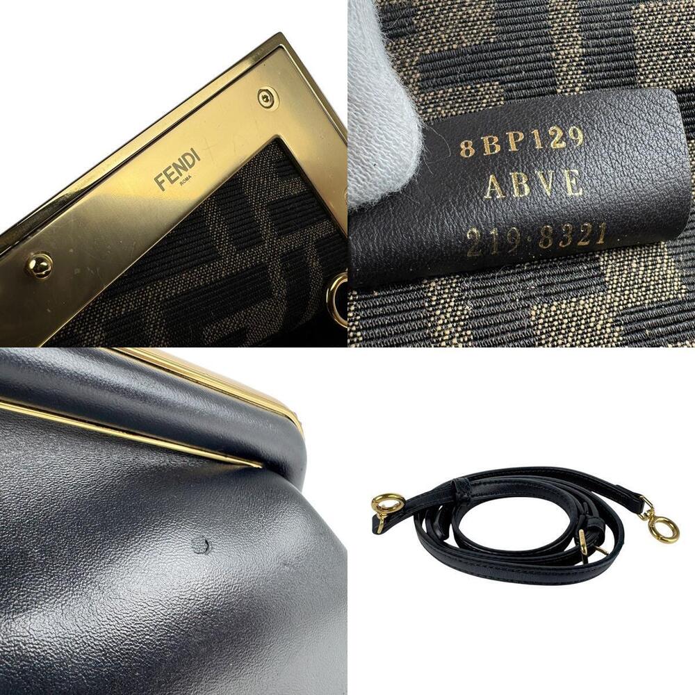 FENDI First Shoulder Bag Leather Black Gold E - Picture 5 of 5